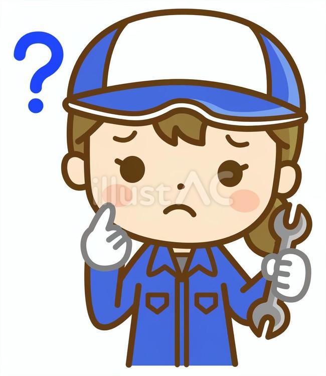 疑問を持つ整備士の女性 整備士,作業員,作業のイラスト素材