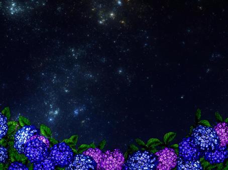 Starry sky and hydrangea, JPG Starry sky and hydrangea, star, particle, planetarium, JPG