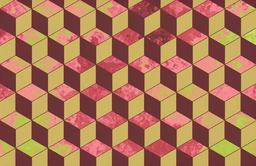 暖色系マーブルキューブ柄 マーブル,パターン,幾何学,キューブ,立方体,六角形,ハニカム,背景,壁紙,茶色のイラスト素材