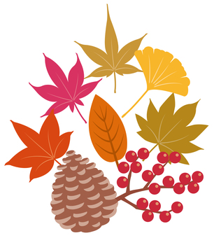 紅葉や南天など03_25 紅葉,秋,9月,10月,11月,もみじ,銀杏,アイコン,イラスト,かわいいのイラスト素材