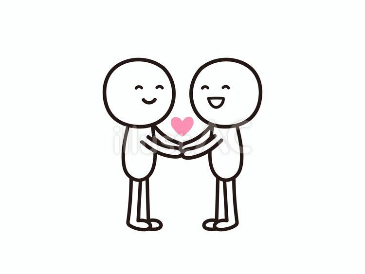 思いやりを持ち合う棒人間のイラスト 思いやり,ハート,福祉のイラスト素材