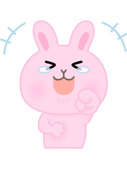 うさぎ爆笑 ウサギ,爆笑,大笑い,面白い,涙目,指差し,動物,ラビット,バニー,ヘアーのイラスト素材