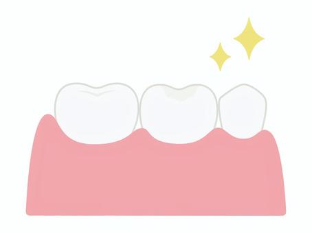 歯科　虫歯治療後のキラキラの歯（奥歯） 歯,奥歯,治療,完成,完了,予後,経過,キラキラ,ピカピカ,歯科のイラスト素材