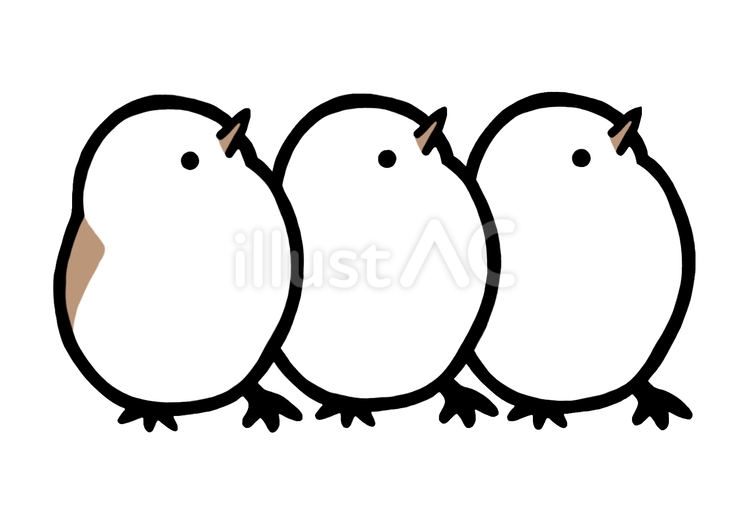 ポーズをきめるシマエナガ　3羽　No.2 シマエナガ,鳥,白のイラスト素材