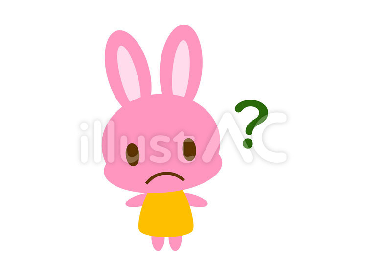 うさぎ　女の子　はてな　その2 うさぎ,女の子,ピンクのイラスト素材