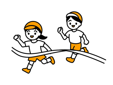 体操着着て走る子ども01 人物,子ども,保育園,幼稚園,こども園,小学校,園児,児童,運動,スポーツのイラスト素材