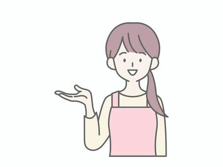 紹介する主婦 人物,女,エプロン,主婦,専業主婦,家政婦,ママ,お母さん,妻,奥さんのイラスト素材