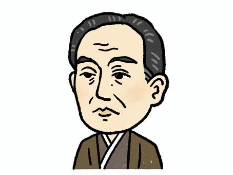 福沢諭吉 福沢諭吉,似顔絵,肖像画,ゆるい,かわいい,手描き,デフォルメ,歴史,人物,上半身のイラスト素材