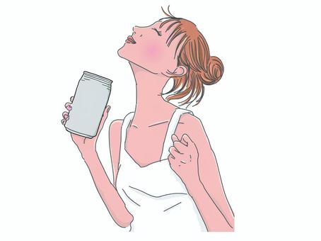 気分爽快！うまー！ 女性,夏,暑い,飲み物,アルコール,ジュースのイラスト素材