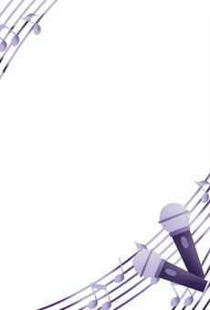 故人の趣味の喪中はがきカラオケ　 喪中はがき,背景,挨拶,テンプレート,カラオケ,マイク,音符,五線,偲ぶ,趣味のイラスト素材