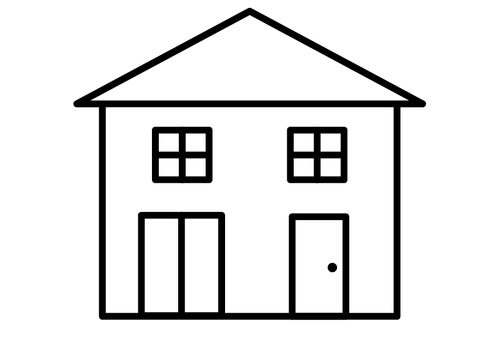 シンプルな二階建ての家 戸建て,ロゴ,線画,モノクロ,黒,白,可愛い,家,アイコン,住宅のイラスト素材