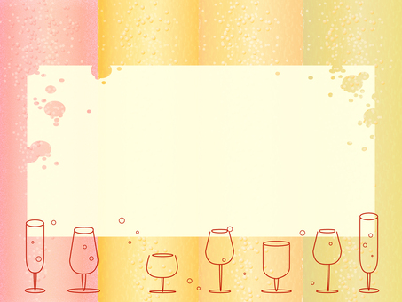シャンパンカラーのフレーム 飲み物,祝い,記念日,フレーム,背景,線画,シャンパン,ロゼ,リアル,かわいいのイラスト素材