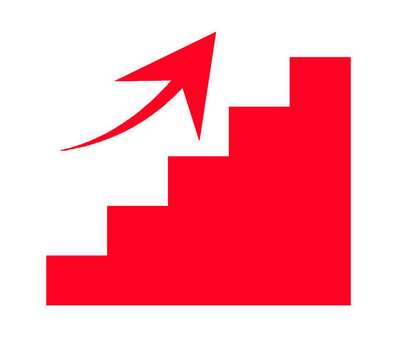 上昇中ピクトグラム 上昇,ステップ,矢印,アップ,階段,向上,レベルアップ,スキルアップ,出世,挑戦のイラスト素材