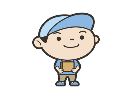 配達員 配達員 宅配,配達,配送,運送,お届け,届ける,ダンボール,荷物,箱,帽子のイラスト素材