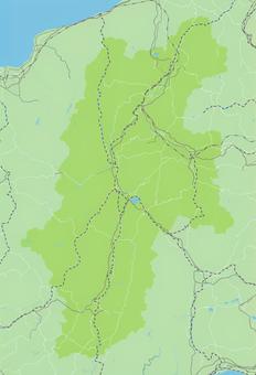 長野県と周辺地域を含むロードマップ  長野,長野県,中部,中部地方,軽井沢,松本,道,道路,鉄道,山梨のイラスト素材