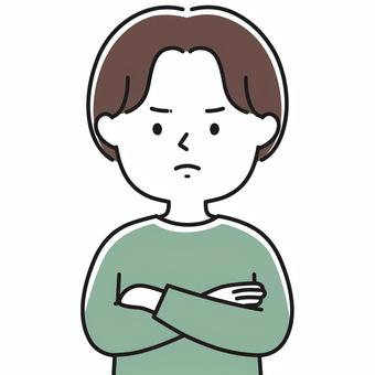 怒る人 上半身 腕組_顔白-影 SHM 男性,怒り,イライラ,許せない,腕を組む,プンプン,怒る,我慢,ストレス,情緒不安定のイラスト素材