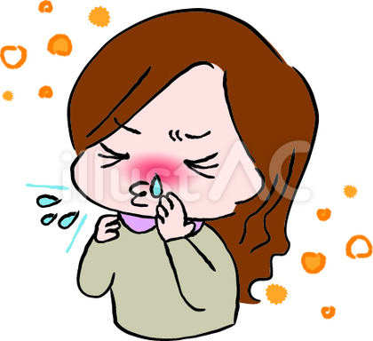 花粉症でくしゃみをする女の人