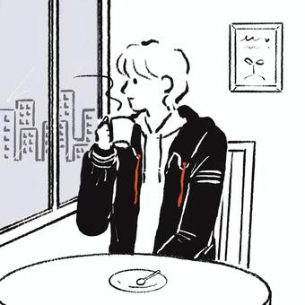コーヒーを飲む人 コーヒーを飲む人 人物,お茶,コーヒーのイラスト素材