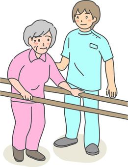 リハビリ リハビリ,運動,体調,入院,施設,看護師,スタッフ,女性,男性,高齢者のイラスト素材