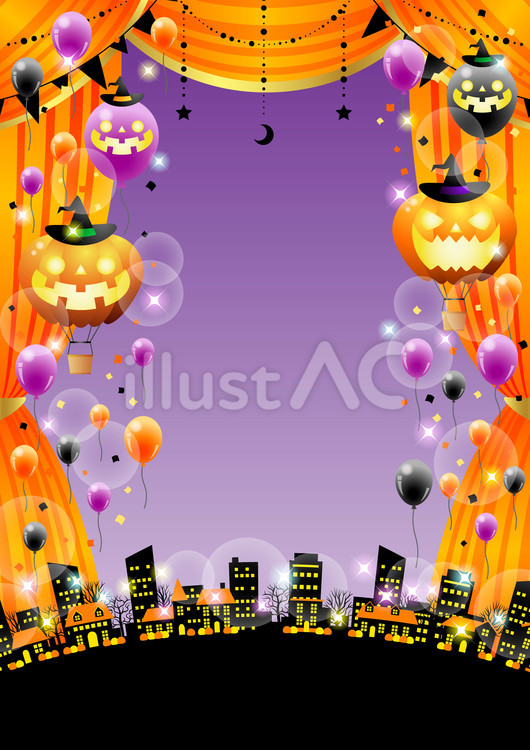 Halloween2593 幕,カーテン,街並みのイラスト素材