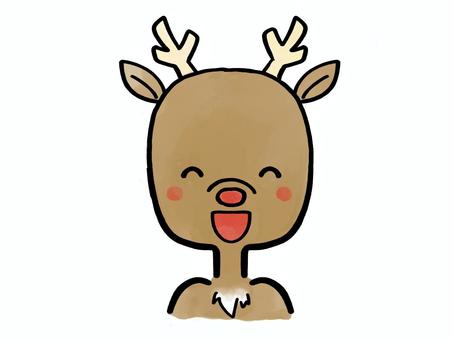 トナカイ/鹿・正面（カラー）⑦ 正面,シンプル,線,イラスト,線画,アイコン,サムネ,ブログ,キャラ,前のイラスト素材