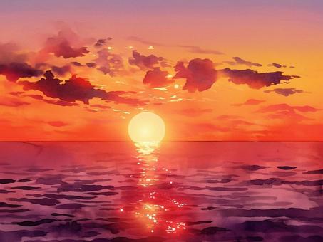 The morning sun appearing over the horizon and a path of light, JPG The morning sun appearing over the horizon and a path of light, sunrise, first sunrise, sky, JPG