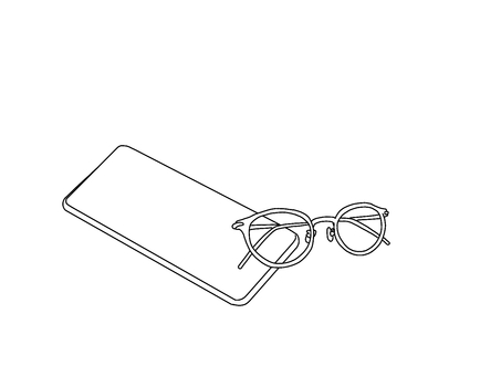 スマホと眼鏡　色なし スマホ,スマートフォン,眼鏡,持ち物,必需品,手描きのイラスト素材