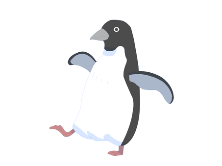 アデリーペンギン（歩く・主線なし） ペンギン,アデリーペンギン,鳥,動物,南極,歩く,主線なしのイラスト素材