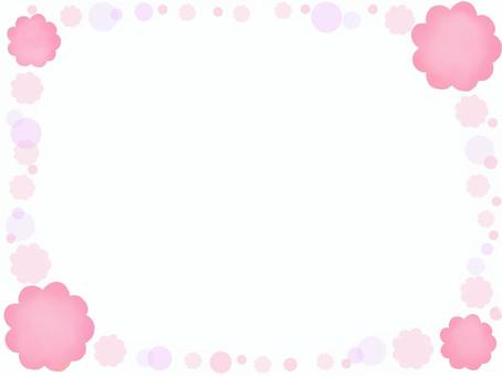 水彩・ピンクのお花のフレーム