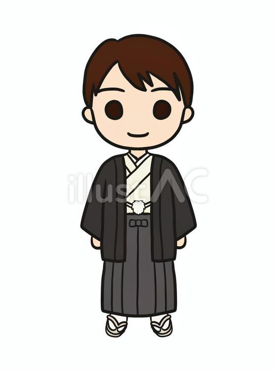 着物を着る男性 着物,男性,人物のイラスト素材