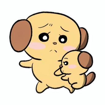 Inu-kun, whose son clings to his leg, , JPG, PNG and AI