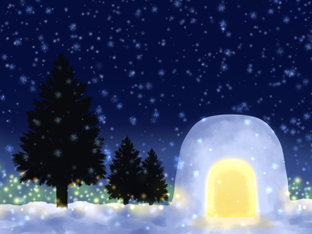 冬の便り 雪国のかまくらイラスト【2】 かまくら,冬,雪国,12月,1月,2月,雪まつり,お正月,雪,東北のイラスト素材