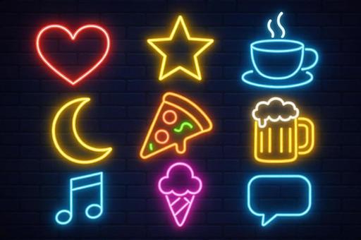 ネオンサイン風のアイコンセット