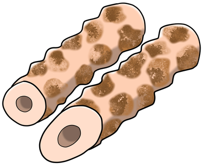 ちくわ（おでんの具）のイラスト ちくわ,おでんの具,おでん,具,練り物,茶色,食べ物,和食,鍋物,冬のイラスト素材