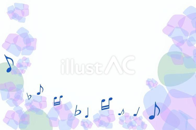 あじさいと音符のフレーム3 あじさい,紫陽花,フレームのイラスト素材