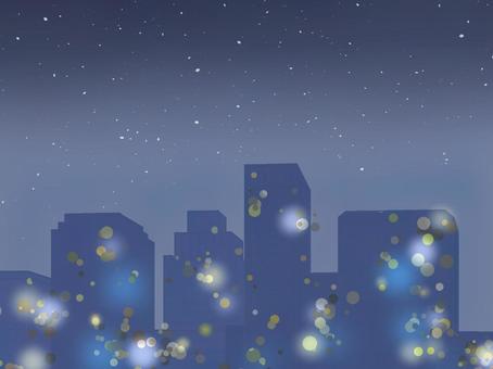 青い夜景のイラスト