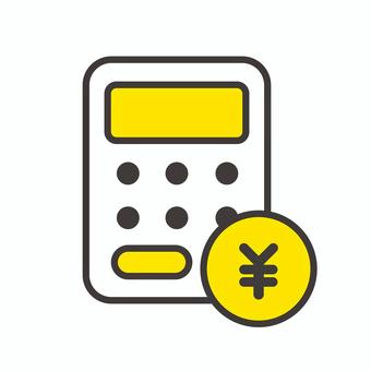 家計の計算をする電卓とお金のアイコン  電卓,計算機,お金,生活費,家計,家計簿,管理,計算,支払い,出費のイラスト素材