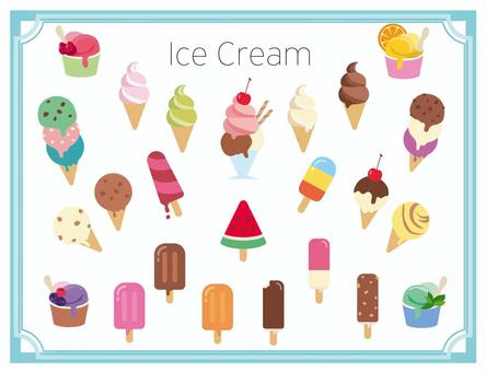 アイスクリーム色々セット アイスクリーム,アイス,セット,ソフトクリーム,カップアイス,棒アイス,アイスバーのイラスト素材