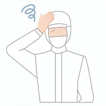 悩む衛生白衣の男性 悩む衛生白衣の男性 悩む,人,食品白衣,食品衛生白衣,困る,トラブル,作業服,ユニフォーム,食品工場,男性のイラスト素材