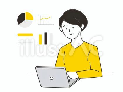 デスクワークする会社員の女性