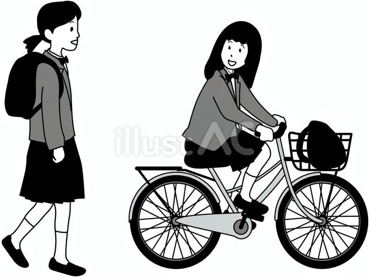 ともだち 友達,登下校,自転車のイラスト素材