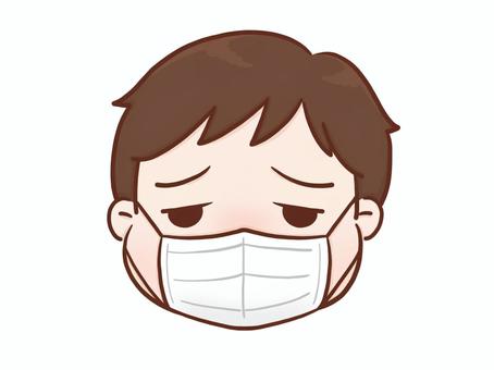 マスクをする男の子(カラー) 男の子,男児,子供,幼稚園児,小学生,顔,可愛い,白背景,背景透過,ほのぼののイラスト素材