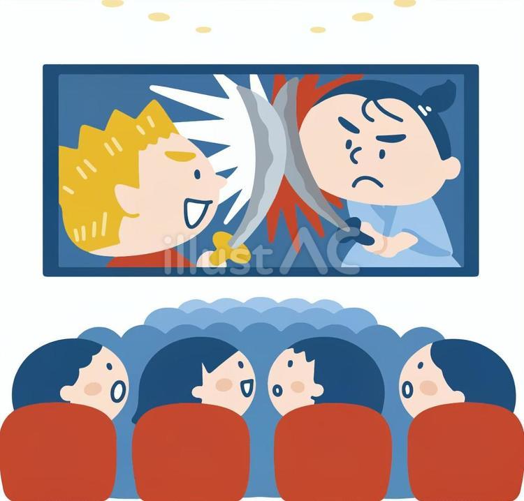 映画館で映画を見る人たち 映画,映画館,シネマのイラスト素材