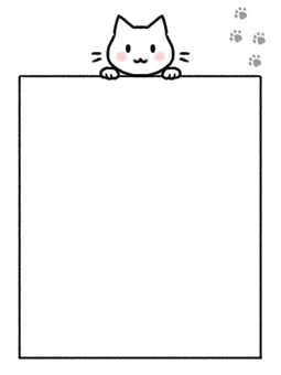 猫のシンプルフレーム 猫,おしらせ,お願いのイラスト素材