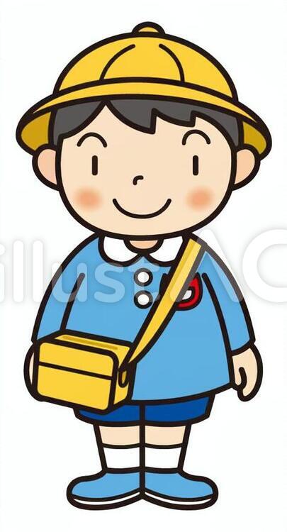 鞄をかけた幼稚園の男の子 幼稚園,男の子,子どものイラスト素材