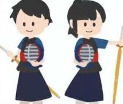 剣道部 剣道,部活,学生,学校,男女,二人のイラスト素材
