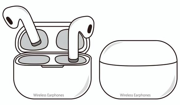 ワイヤレスイヤホン ワイヤレス,イヤホン,単品,シンプル,モノクロ,ワンポイント,機器,ビジネス,イラスト,素材のイラスト素材