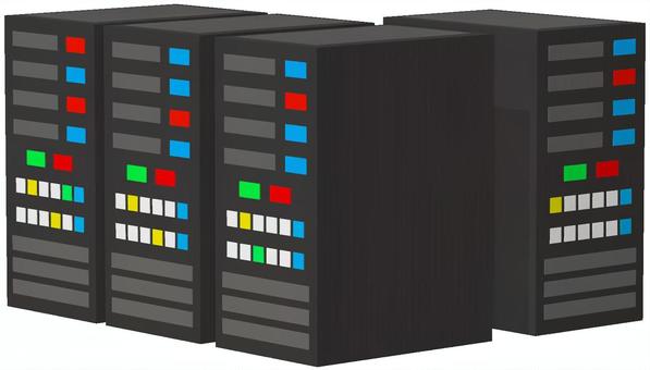 クラウドサーバー コンピュータ,サーバー,ストレージ,クラウドサーバー,データセンター,電子機器,精密機械,黒色,蛍光色,3dcgのイラスト素材