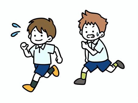 Illustration, children, boy, catch and run, 