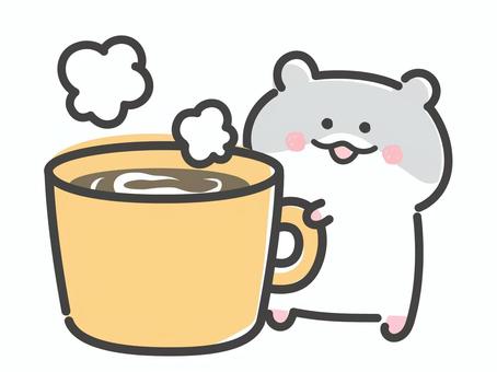 カップを差し出して労うハムスター カップを差し出して労うハムスター おつかれさま,労う,カップ,コーヒー,紅茶,飲み物,ドリンク,差し出す,カフェ,暖かいのイラスト素材